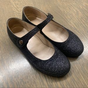 London Kids Girls Black Sparkly Shoes size 28
